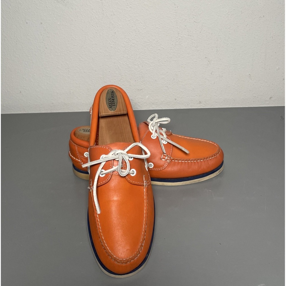 Brooks Brothers Orange Leather Boat Shoes Mens 8 D